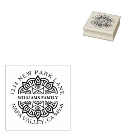 Elegant Mandala familie retour adres Rubber stempe Rubberstempel