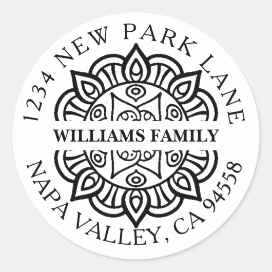 Elegant Mandala familie retour adres Stickers (Voorkant)