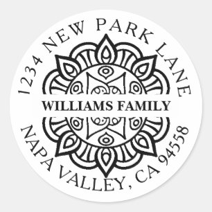 Elegant Mandala familie retour adres Stickers