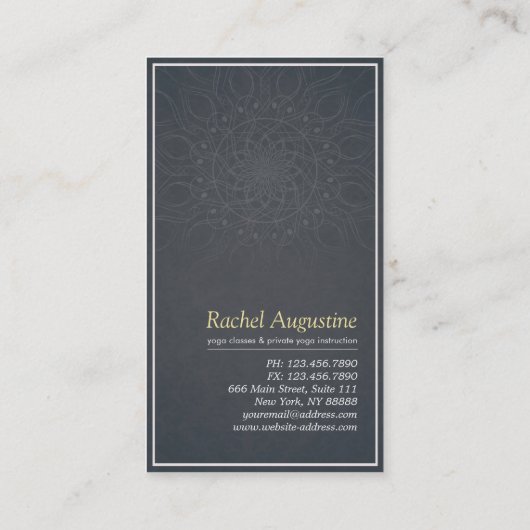 Elegant Mandala Floral Yoga Meditation Instructor Visitekaartje (Achterkant)