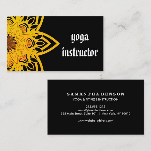 Elegant Mandala Flower Logo Yoga Instructor Visitekaartje (Voorkant / Achterkant)