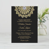 Elegant Mandala Gold Black Indian Wedding Kaart (Staand voorkant)