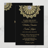 Elegant Mandala Gold Black Indian Wedding Kaart (Voorkant / Achterkant)