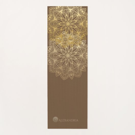 Elegant Mandala Gold Brown gepersonaliseerd (1 zij Yogamat (Voorkant)