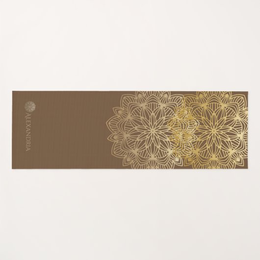 Elegant Mandala Gold Brown gepersonaliseerd (1 zij Yogamat (Voorkant (horizontaal))