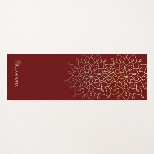 Elegant Mandala Gold Grey Personalized (1 zijde) Yogamat (Voorkant (horizontaal))