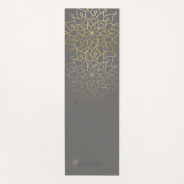 Elegant Mandala Gold Grey Personalized (1 zijde) Yogamat