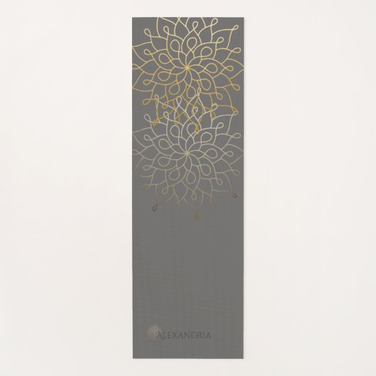Elegant Mandala Gold Grey Personalized (1 zijde) Yogamat