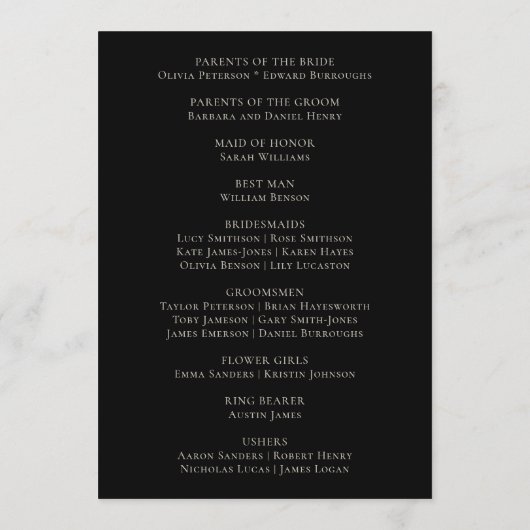 Elegant Mandala Indian Black Boho Wedding Program Programmakaart (Achterkant)