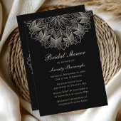 Elegant Mandala Indian Boho Black Bridal Shower Kaart