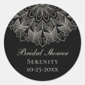 Elegant Mandala Indian Boho Black Bridal Shower Ronde Sticker (Voorkant)