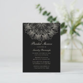 Elegant Mandala Indian Boho Black Bridal Shower Uitnodiging Briefkaart (Staand voorkant)