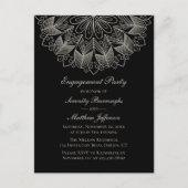Elegant Mandala Indian Boho Black Engagement Party Uitnodiging Briefkaart (Voorkant)