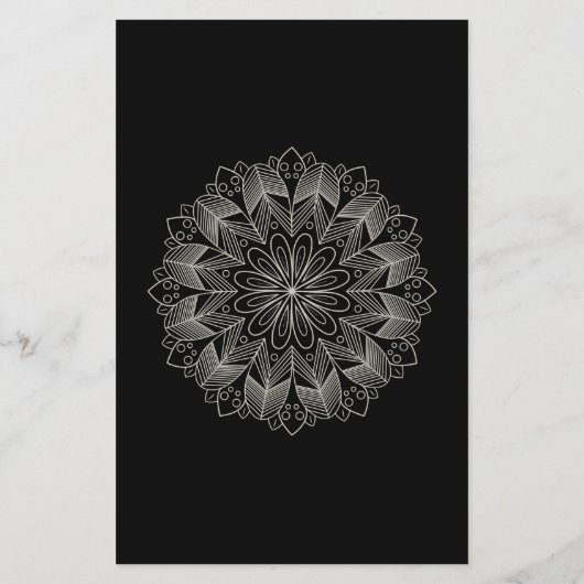Elegant Mandala Indian Boho Black Wedding Menu (Achterkant)