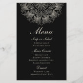 Elegant Mandala Indian Boho Black Wedding Menu (Voorkant)