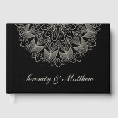 Elegant Mandala Indian Boho Chic Black Wedding Gastenboek (Voorkant)