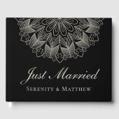 Elegant Mandala Indian Boho Chic Black Wedding Gastenboek (Voorkant)