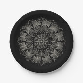 Elegant Mandala Indian Boho Chic Black Wedding Papieren Bordje (Voorkant)