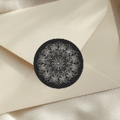 Elegant Mandala Indian Boho Chic Black Wedding Ronde Sticker