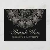 Elegant Mandala Indian Henna Boho Chic Black Thank Uitnodiging Briefkaart (Voorkant)