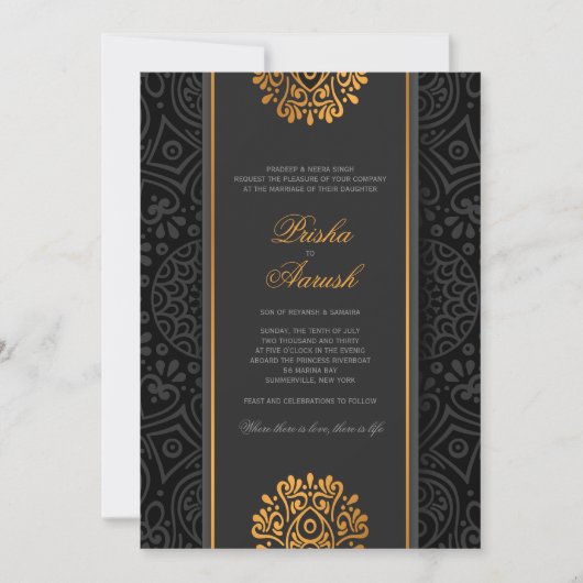 Elegant Mandala Indian Wedding Invitation Kaart (Voorkant)
