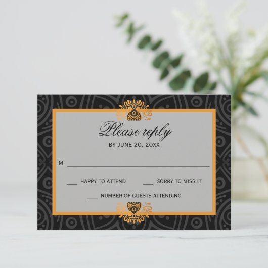 Elegant Mandala Indian Wedding RSVP Kaartje (Staand voorkant)