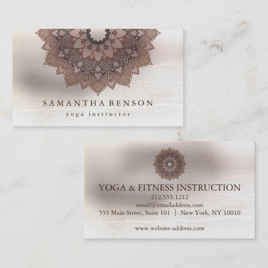 Elegant Mandala Lotus Flower Logo Yoga Instructor Visitekaartje (Voorkant / Achterkant)