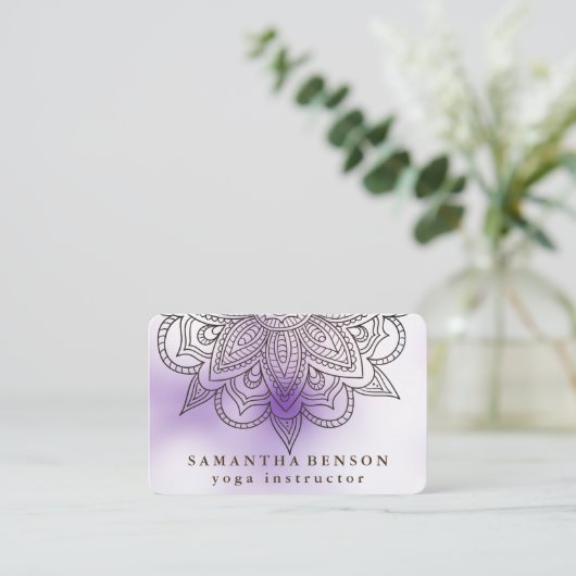 Elegant Mandala Lotus Flower Logo Yoga Instructor Visitekaartje (Staand voorkant)