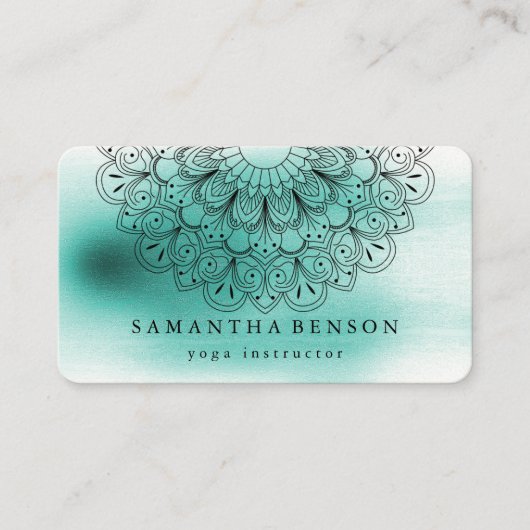 Elegant Mandala Lotus Flower Logo Yoga Instructor Visitekaartje (Voorkant)
