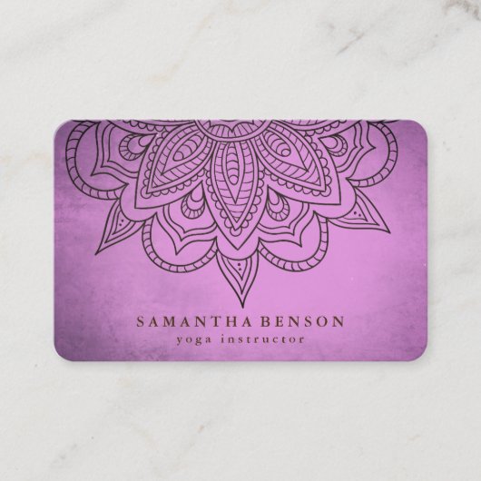 Elegant Mandala Lotus Flower Logo Yoga Instructor Visitekaartje (Voorkant)