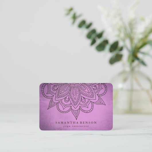 Elegant Mandala Lotus Flower Logo Yoga Instructor Visitekaartje (Staand voorkant)