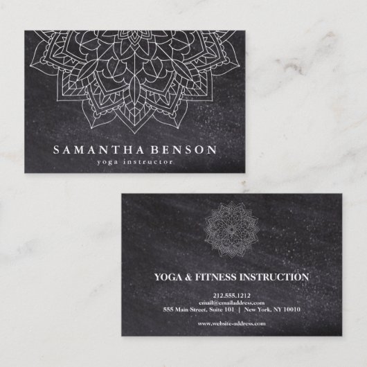 Elegant Mandala Lotus Flower Logo Yoga Instructor Visitekaartje (Voorkant / Achterkant)