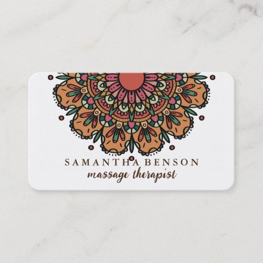 Elegant Mandala Lotus Flower Massage Therapist Visitekaartje (Voorkant)