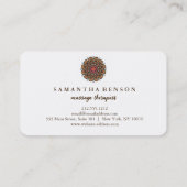 Elegant Mandala Lotus Flower Massage Therapist Visitekaartje (Achterkant)
