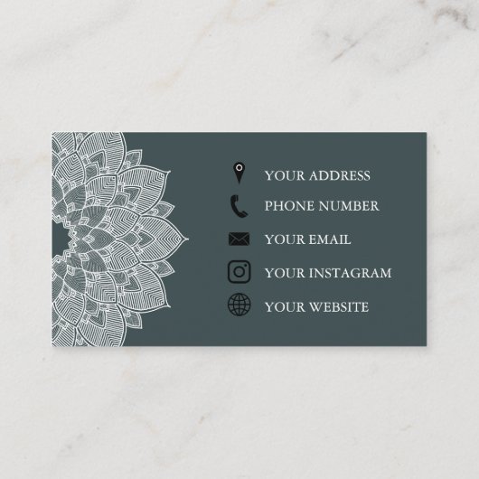 Elegant Mandala Lotus Logo Yoga Instructor Visitekaartje (Achterkant)