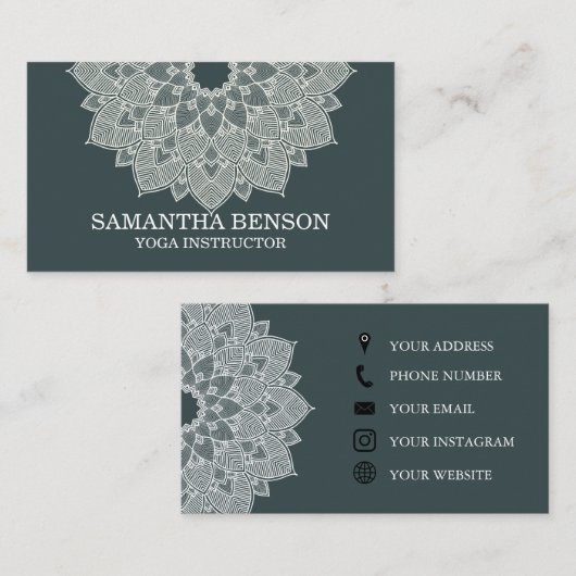 Elegant Mandala Lotus Logo Yoga Instructor Visitekaartje (Voorkant / Achterkant)
