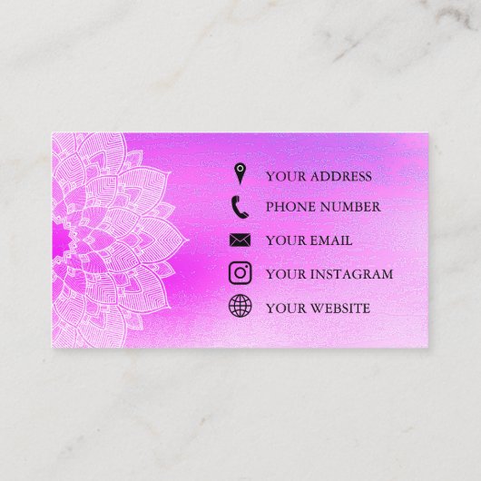 Elegant Mandala Lotus Logo Yoga Instructor Visitekaartje (Achterkant)