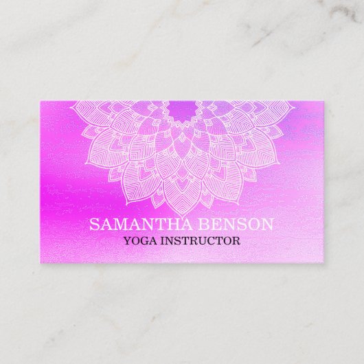 Elegant Mandala Lotus Logo Yoga Instructor Visitekaartje (Voorkant)