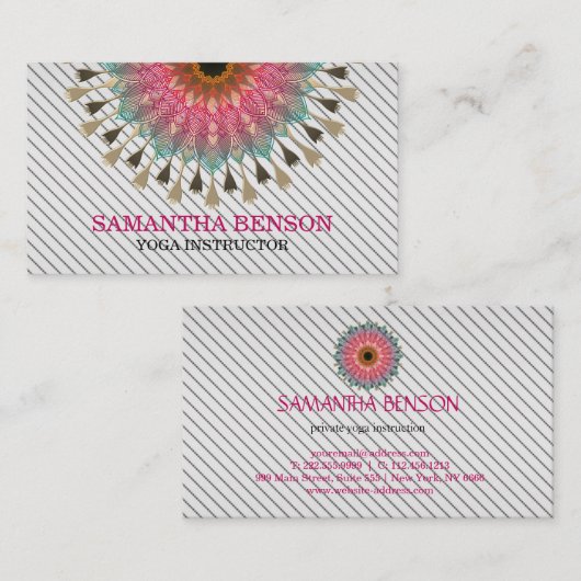 Elegant Mandala Lotus Logo Yoga Instructor Visitekaartje (Voorkant / Achterkant)