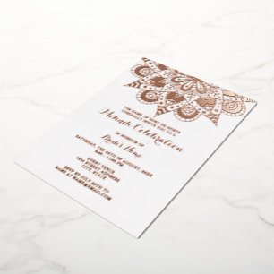 Elegant Mandala Mehndi Real Roos Gold Folie Uitnodiging