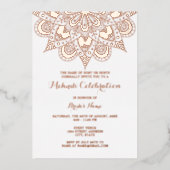 Elegant Mandala Mehndi Real Roos Gold Folie Uitnodiging (Voorkant)
