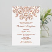 Elegant Mandala Mehndi Real Roos Gold Folie Uitnodiging (Staand Voorkant)