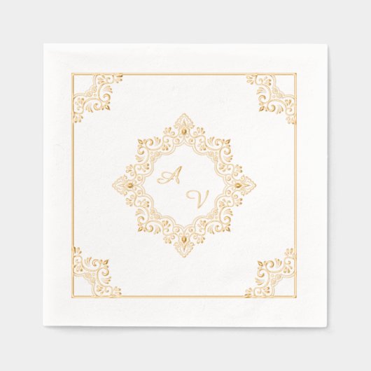 Elegant Mandala Monogram Folie Servetten (Voorkant)