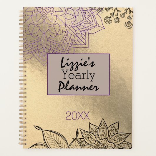 Elegant Mandala op Gold Planner (Voorkant)