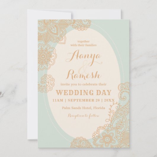 Elegant Mandala over de Circle Mehndi Wedding Kaart (Voorkant)