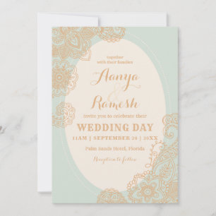 Elegant Mandala over de Circle Mehndi Wedding Kaart