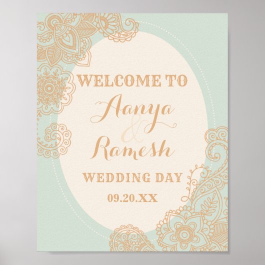 Elegant Mandala over de Circle Mehndi Wedding Poster (Voorkant)