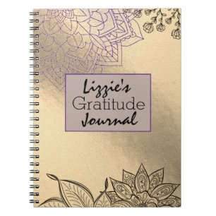 Elegant Mandala over Gold Gratitude Journal Notitieboek