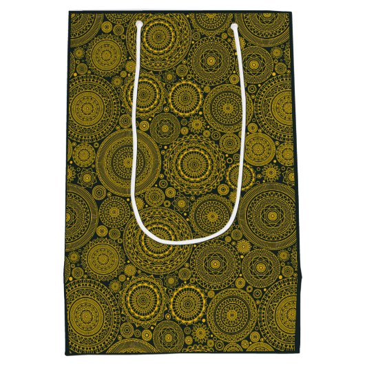 Elegant mandala patroon op maat groen goud diwali medium cadeauzakje (Achterkant)