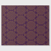 Elegant mandala patroon paarse gouden diwali cadeaupapier (Vlak)